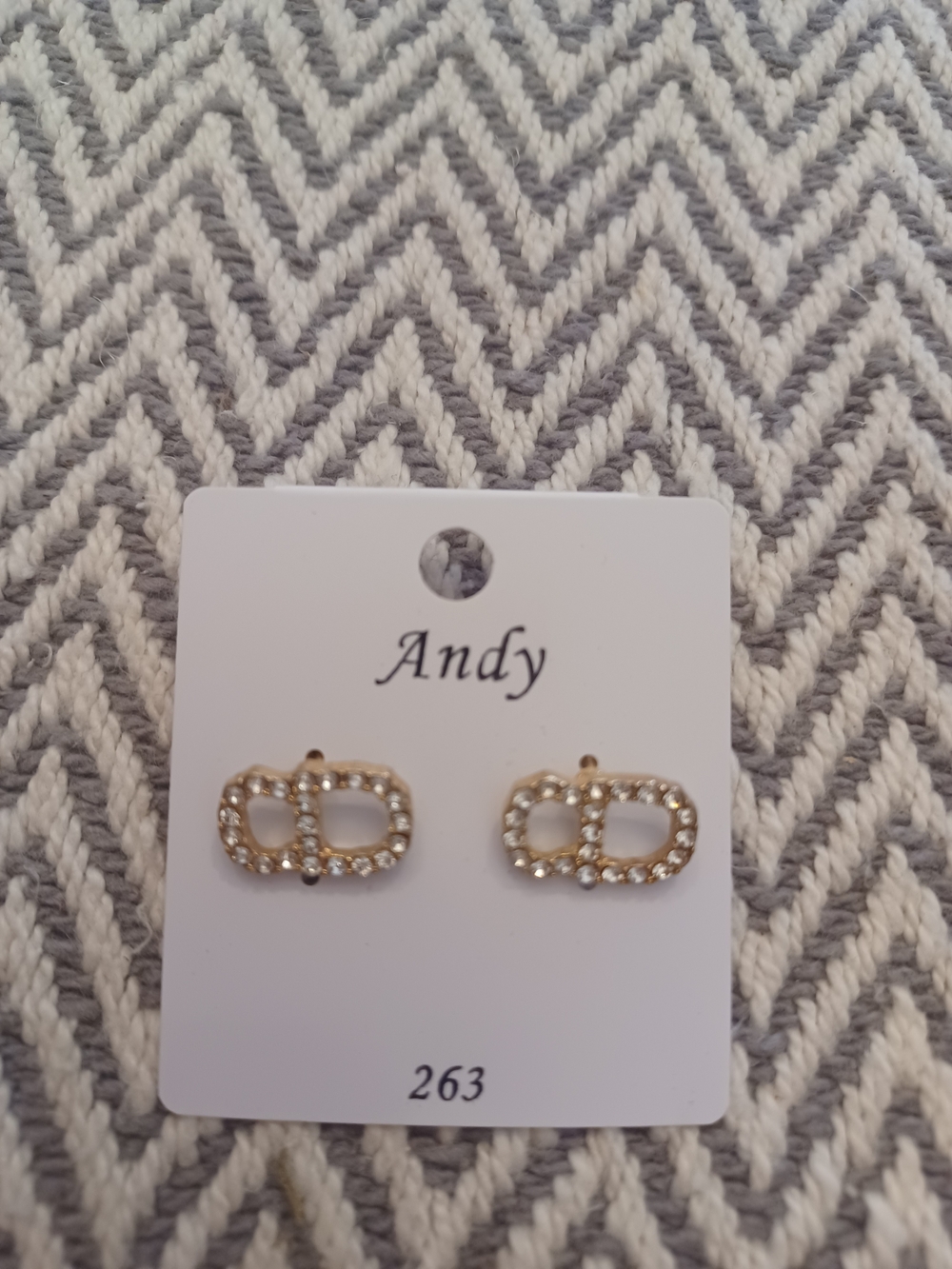 Gold Crystal Link Stud Earrings - Gold